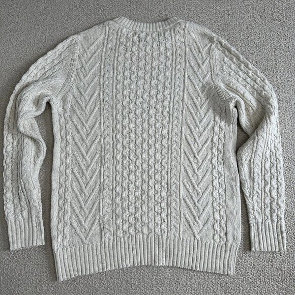American Eagle Cable Knit Sweater Size XLT Ecru Cotton Fisherman Cream - Picture 2 of 9